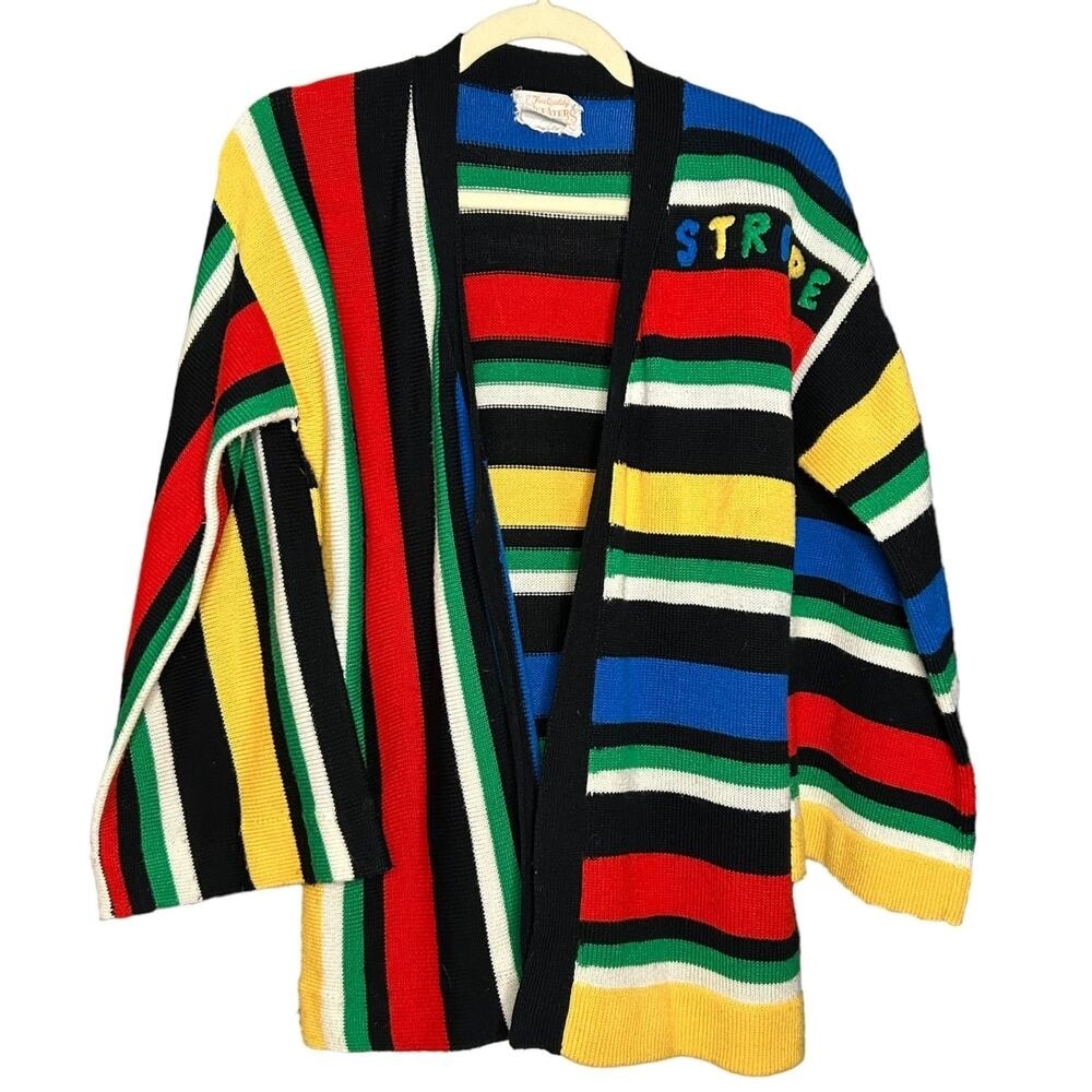 Vintage Unique Colorful Striped Sweater Size Medium
